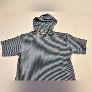 Guess Blue and White Striped Hoodie